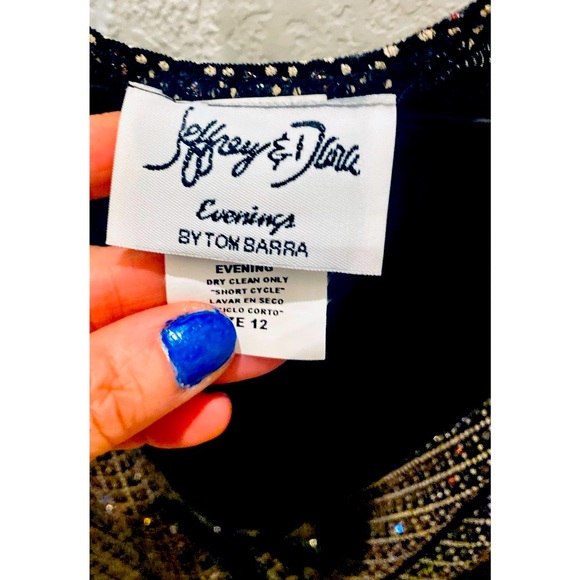 Vintage Jeffrey & Dara Evenings by Tom Barra Colorful Glitter Sequin Rouched Top - Picture 10 of 11